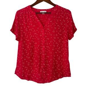 Button Down V Neck Blouse